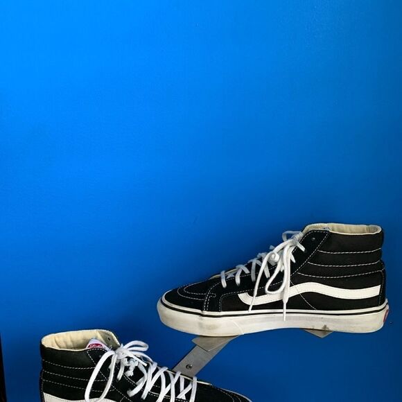 Men's Size 7.5 VANS Checkerboard High Tops Skate Skateboard Shoes Sneakers Suede - Picture 4 of 16